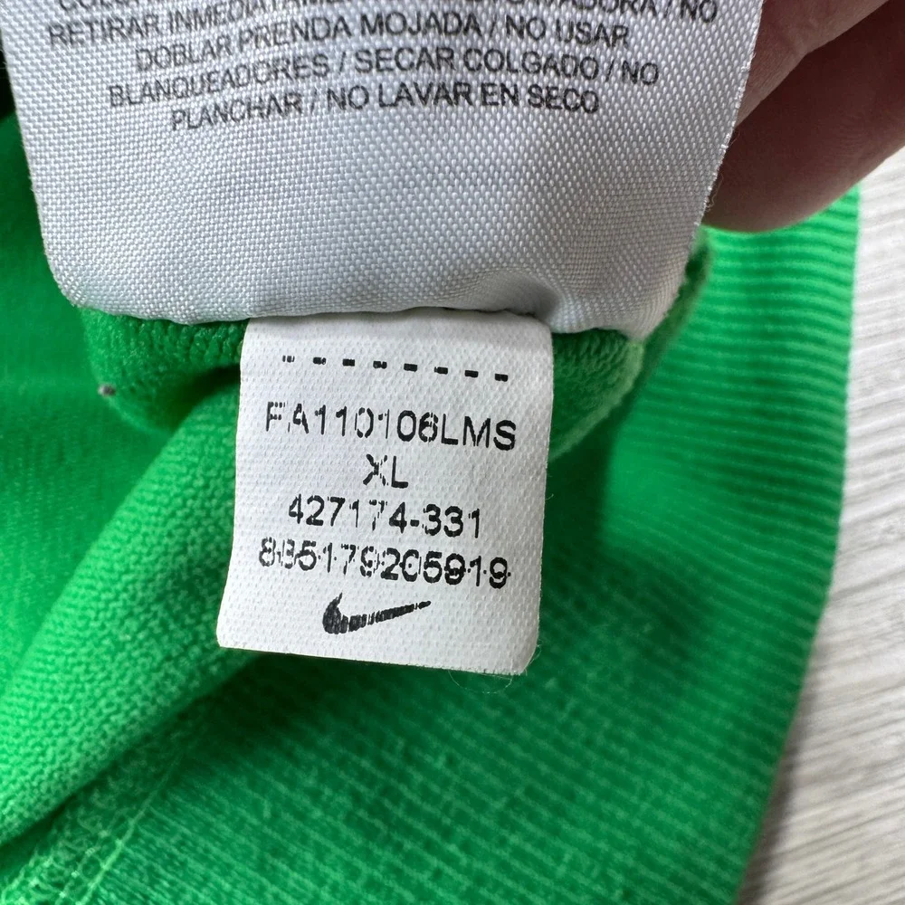 Nike Men's Sweatshirt Dri-FIT Colorblock Green Blue XL Zipper Pockets Pullover‎